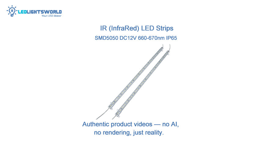 660–670nm Waterproof Rigid LED Strip Demo | SMD5050 DC12V, 50cm, 30 LEDs | LEDLightsWorld