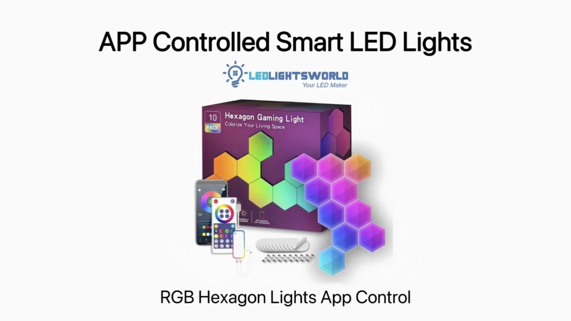 Hexagon RGB Smart Lights with App Control & Music Sync for Gaming Room Decor | LEDLightsWorld