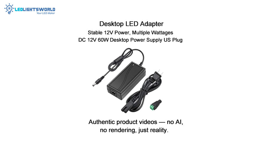 DC 12V 60W Desktop Power Supply Adapter for LED Strips and Electronics | LEDLightsWorld