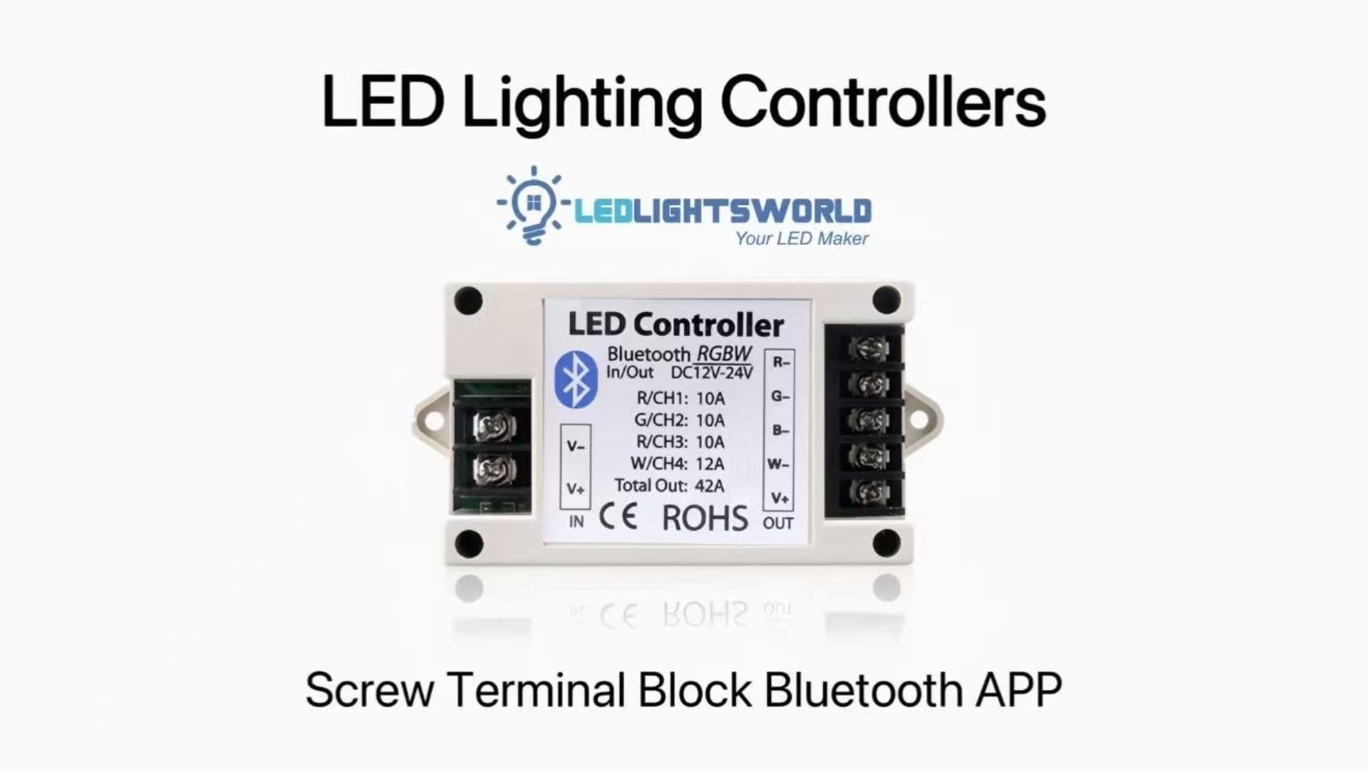 Bluetooth RGB/RGBW LED Strip Controller – Smartphone APP Control for 12V–24V LED Strip Lights | LEDLightsWorld