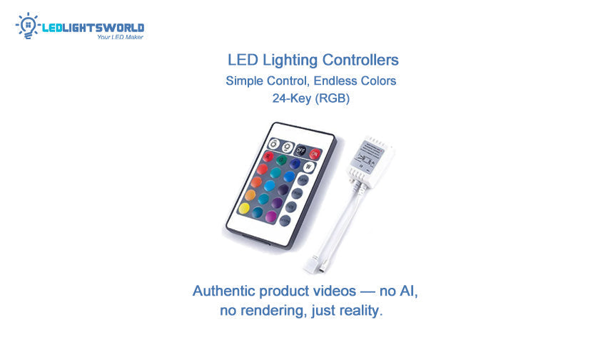 IR Remote RGB/RGBW LED Strip Controller – 24-Key Controller Demo (DC12V–24V) | LEDLightsWorld