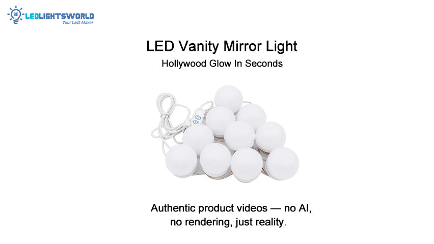 Hollywood Style LED Vanity Mirror Lights Kit – 10 Adjustable Bulbs with 3 Lighting Colors for Makeup Mirror | LEDLightsWorld