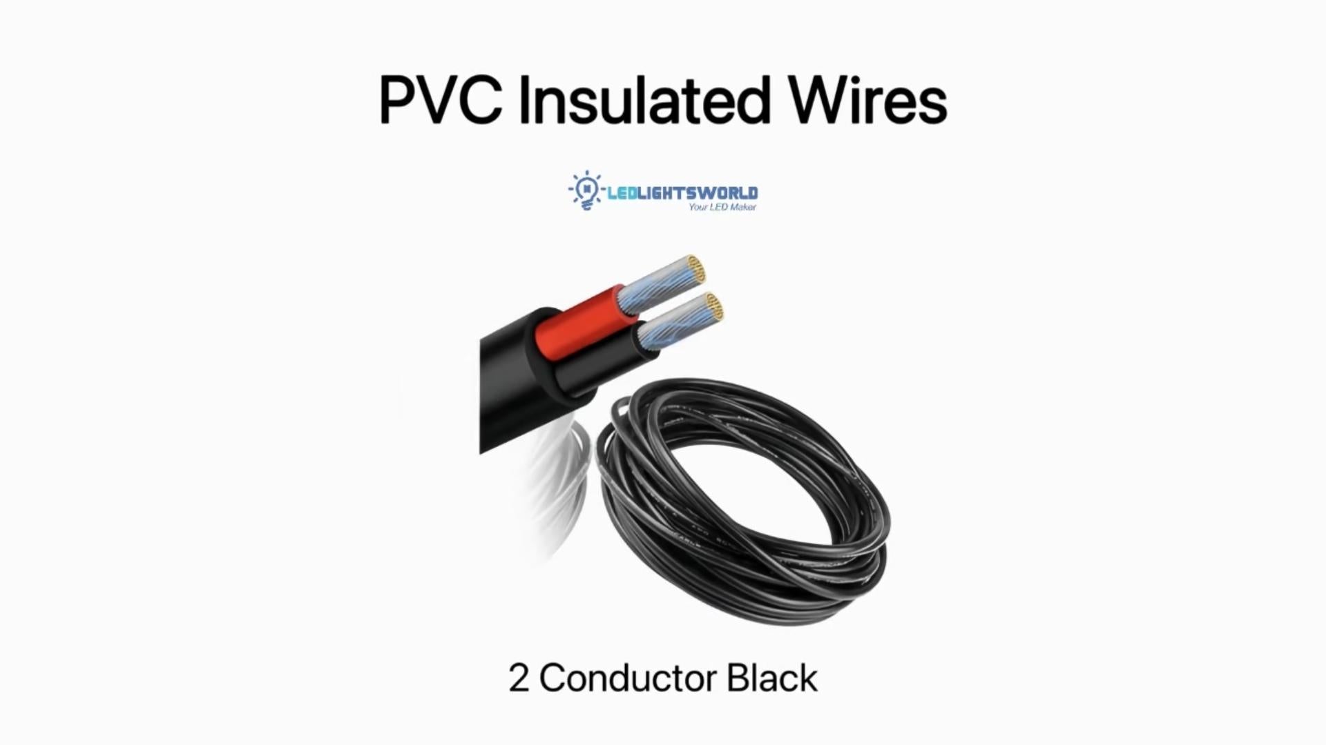 22 AWG 2-Conductor Tinned Copper Electrical Wire Black PVC Cable 20m Demo | LEDLightsWorld