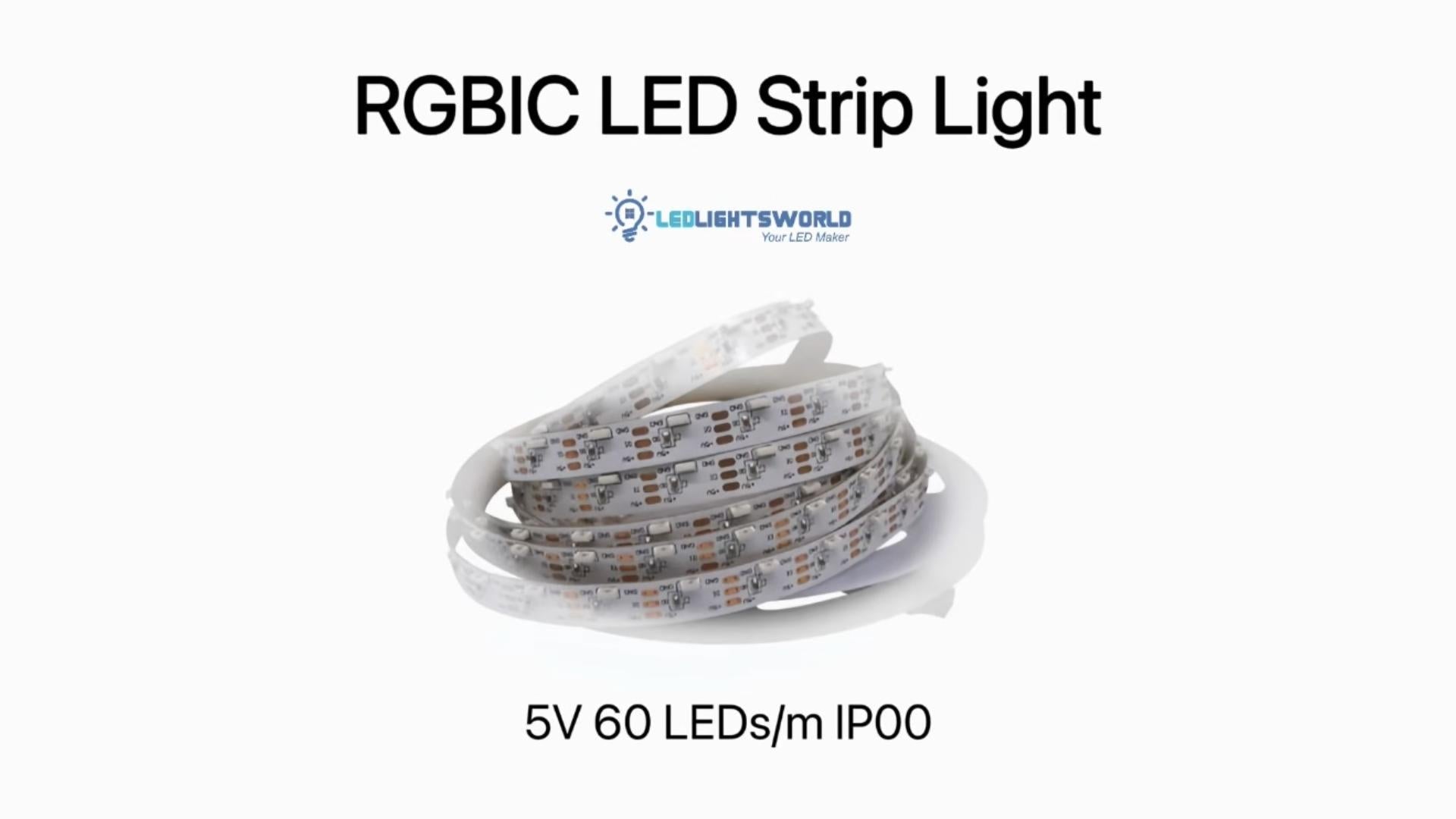 WS2812 Side Emitting RGBIC LED Strip – Flowing Multicolor 60 LEDs/M | LEDLightsWorld