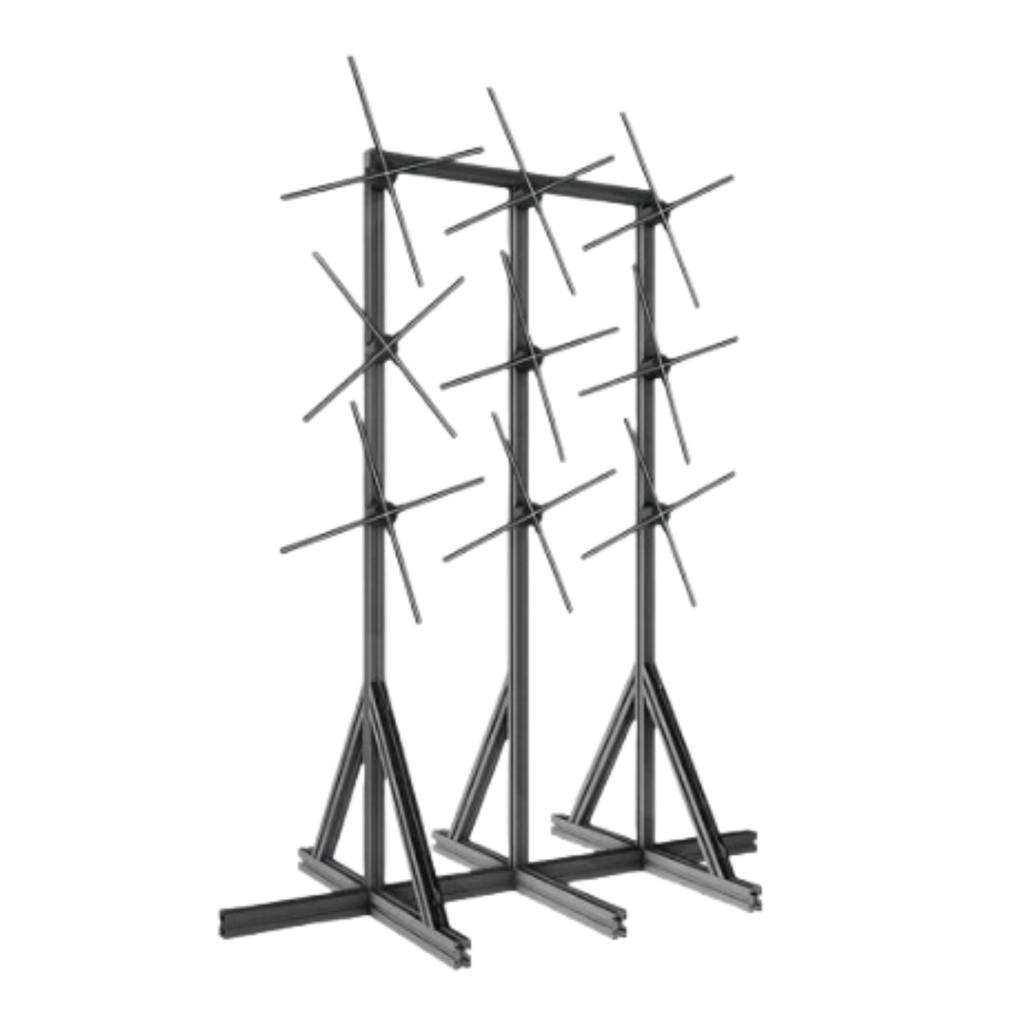 Support multi-ventilateurs série F | Configurations 1×3 / 2×3 / 3×3 | Compatible avec les ventilateurs holographiques 3D série F ≤ 100 cm | Cadre modulaire en acier