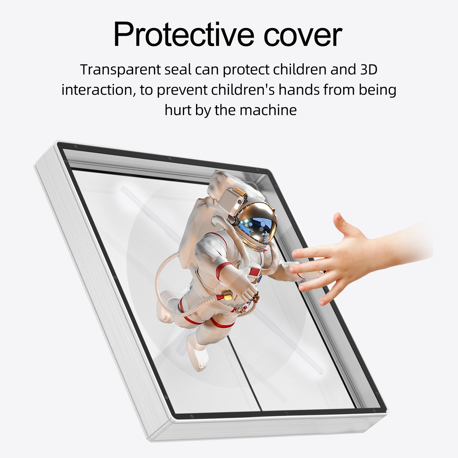 Deckenhalterung der F-Serie mit quadratischem Schutzgehäuse | Kompatibel mit 3D-Hologramm-Lüftern der F-Serie ≤80 cm | Geschlossenes Sicherheitsdesign