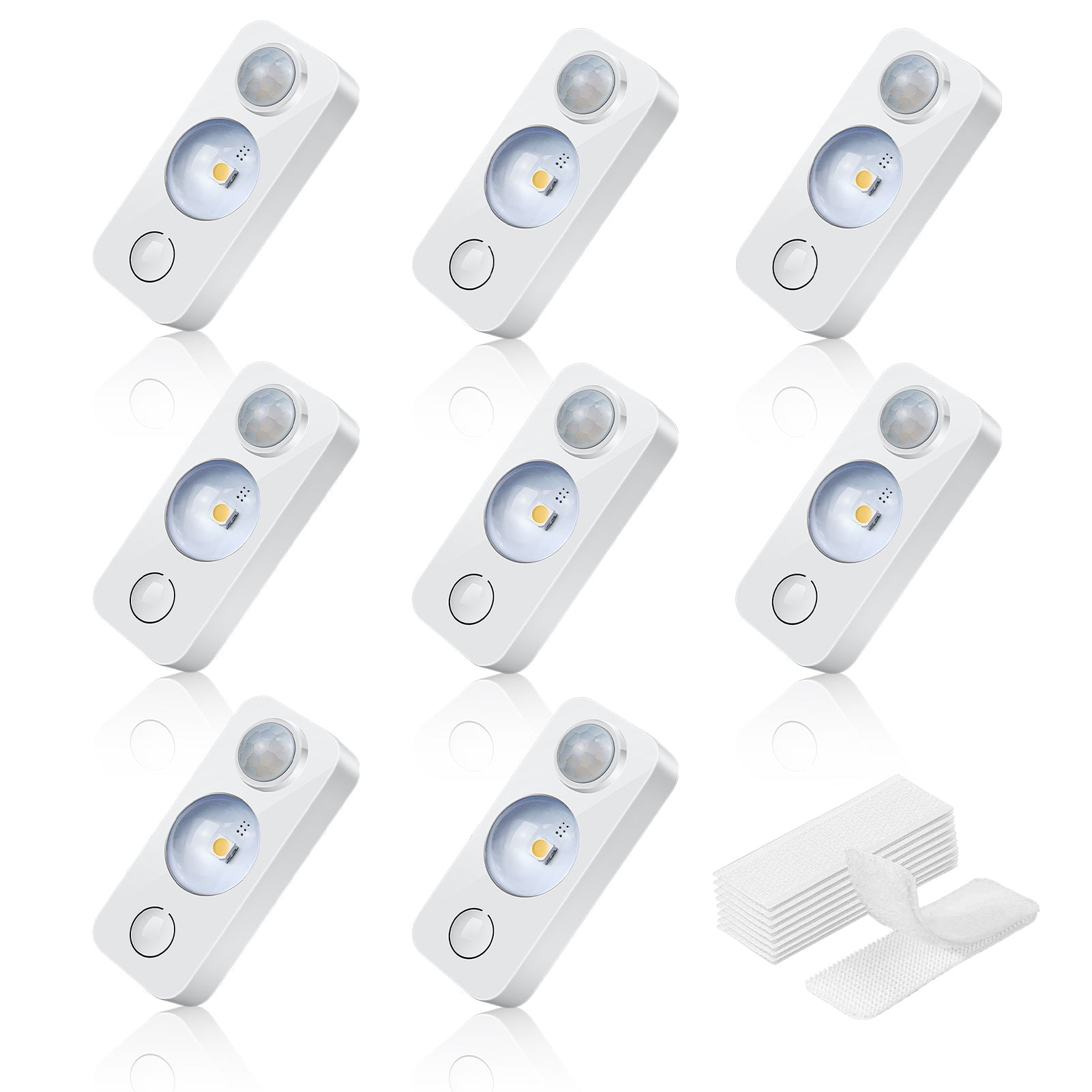 Rechargeable LED Puck Closet Light – 4/6/8 Pack | Motion Sensor, Tap Switch, Dimmable | Warm / Daylight White | Black / White Finish | Easy Mounting for Closets & Cabinets