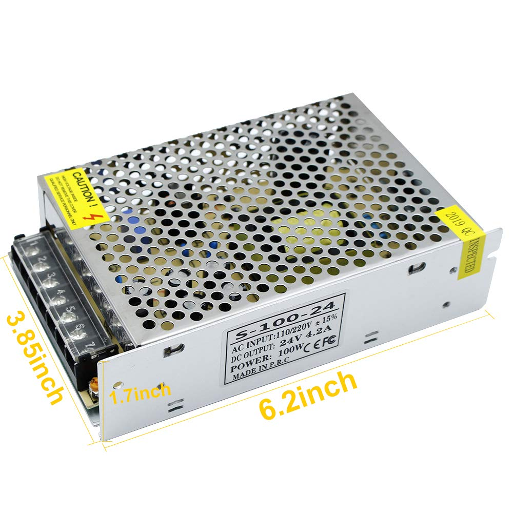 DC 12V/24V Switching Power Supply 60W–250W, AC 110/220V Input, Constant Voltage LED Driver Transformer, Metal Case with Screw Terminals, CE/FCC/RoHS Certified