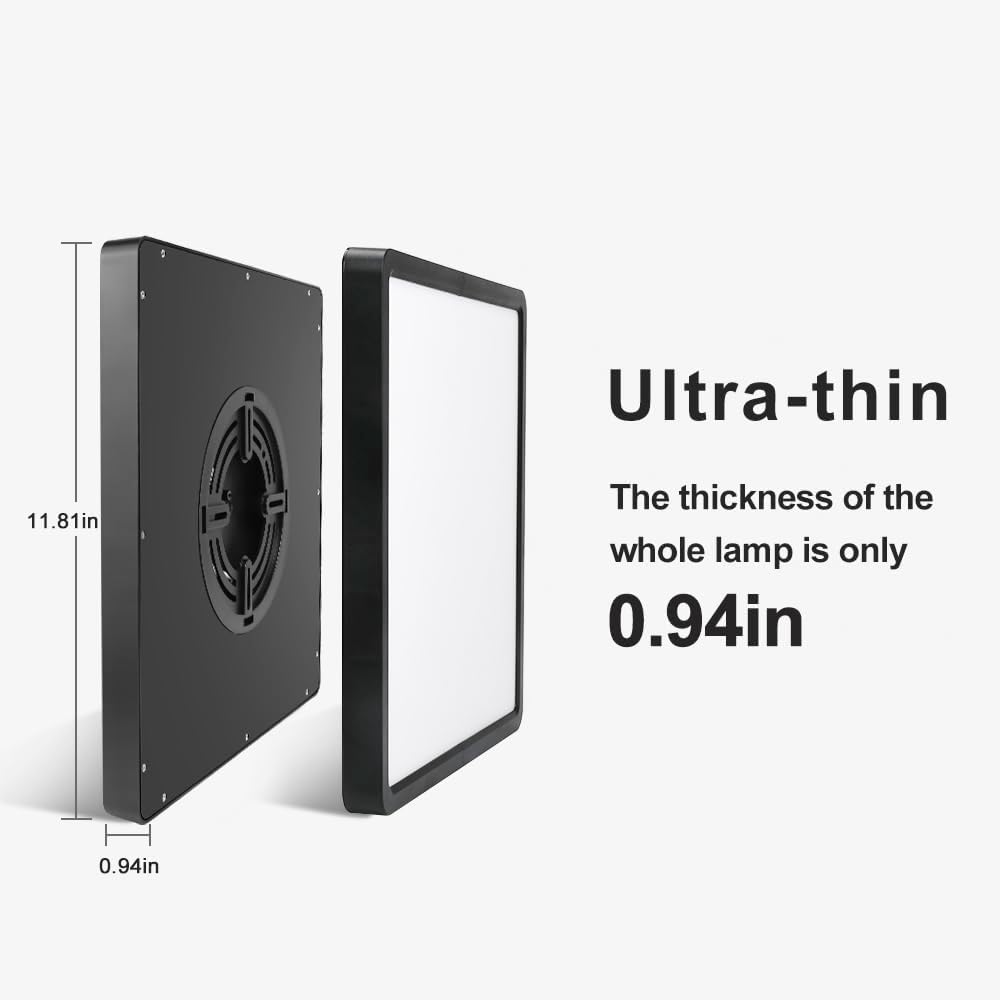 12.0 Inch Square LED Ceiling Light – 24W – Black – 3000K / 4500K / 5000K / 6500K – Flush Mount Ceiling Light – Local Stock (US/UK/DE)