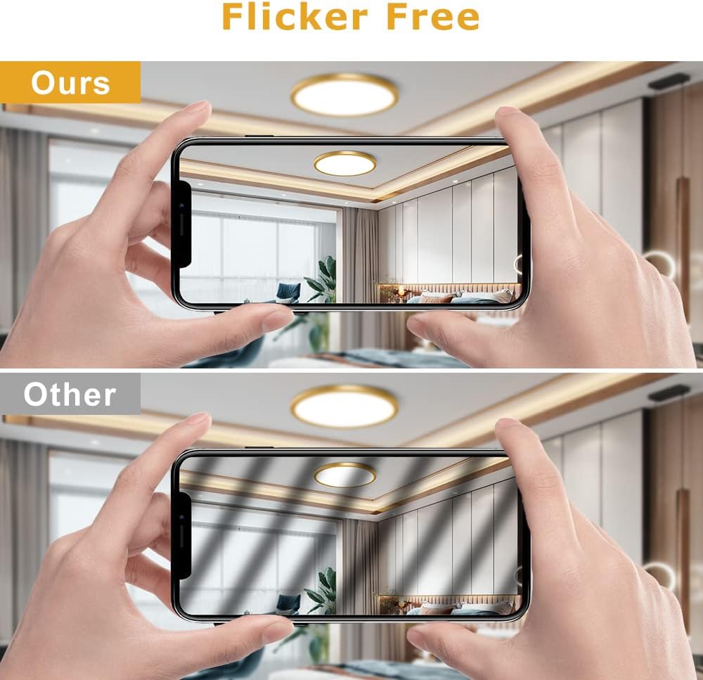 Plafonnier LED rond AC 110–130 V – Doré – Options 18 W/24 W/32 W – 3 000 K/4 500 K/5 000 K/6 500 K – Plafonnier encastré – Stock local (États-Unis)