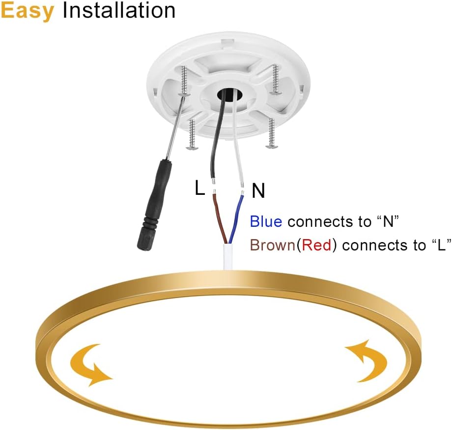 Plafonnier LED rond AC 110–130 V – Doré – Options 18 W/24 W/32 W – 3 000 K/4 500 K/5 000 K/6 500 K – Plafonnier encastré – Stock local (États-Unis)