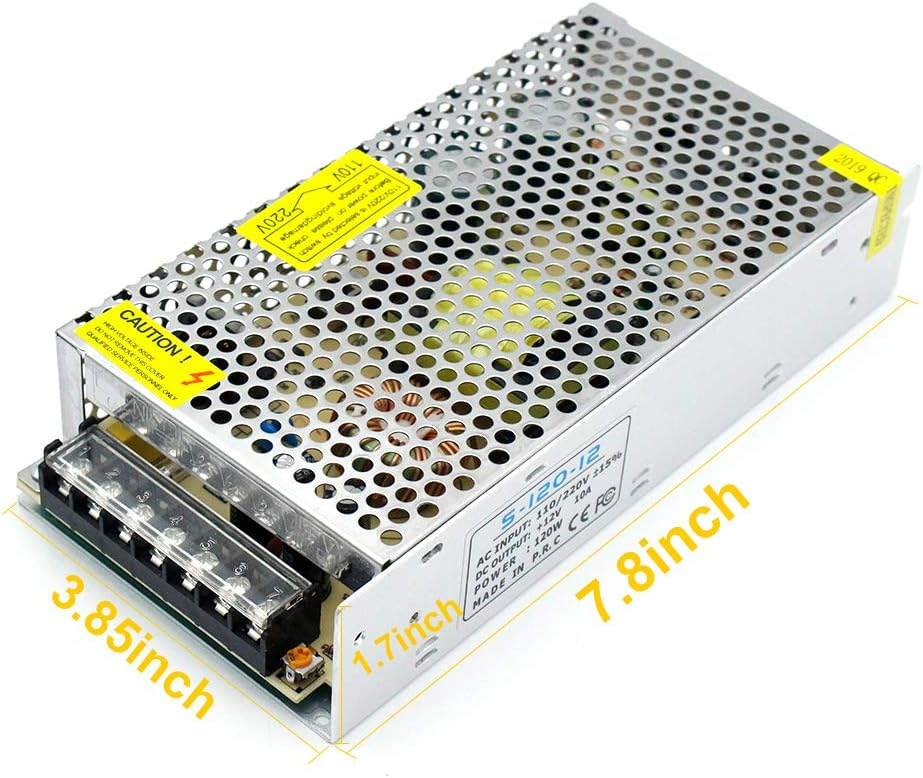 DC 12V/24V Switching Power Supply 60W–250W, AC 110/220V Input, Constant Voltage LED Driver Transformer, Metal Case with Screw Terminals, CE/FCC/RoHS Certified