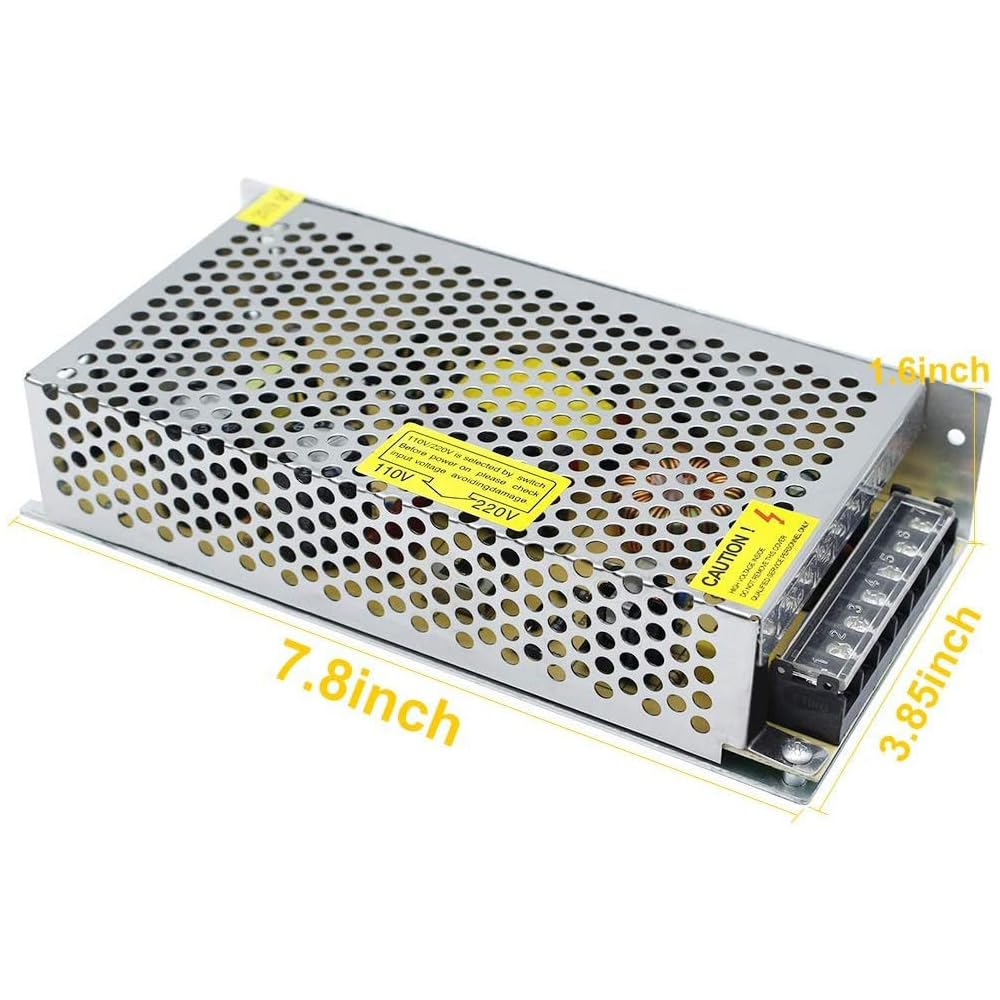 DC 12V/24V Switching Power Supply 60W–250W, AC 110/220V Input, Constant Voltage LED Driver Transformer, Metal Case with Screw Terminals, CE/FCC/RoHS Certified