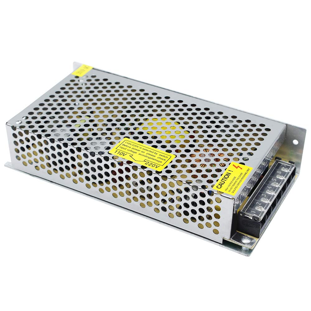 DC 12V/24V Switching Power Supply 60W–250W, AC 110/220V Input, Constant Voltage LED Driver Transformer, Metal Case with Screw Terminals, CE/FCC/RoHS Certified