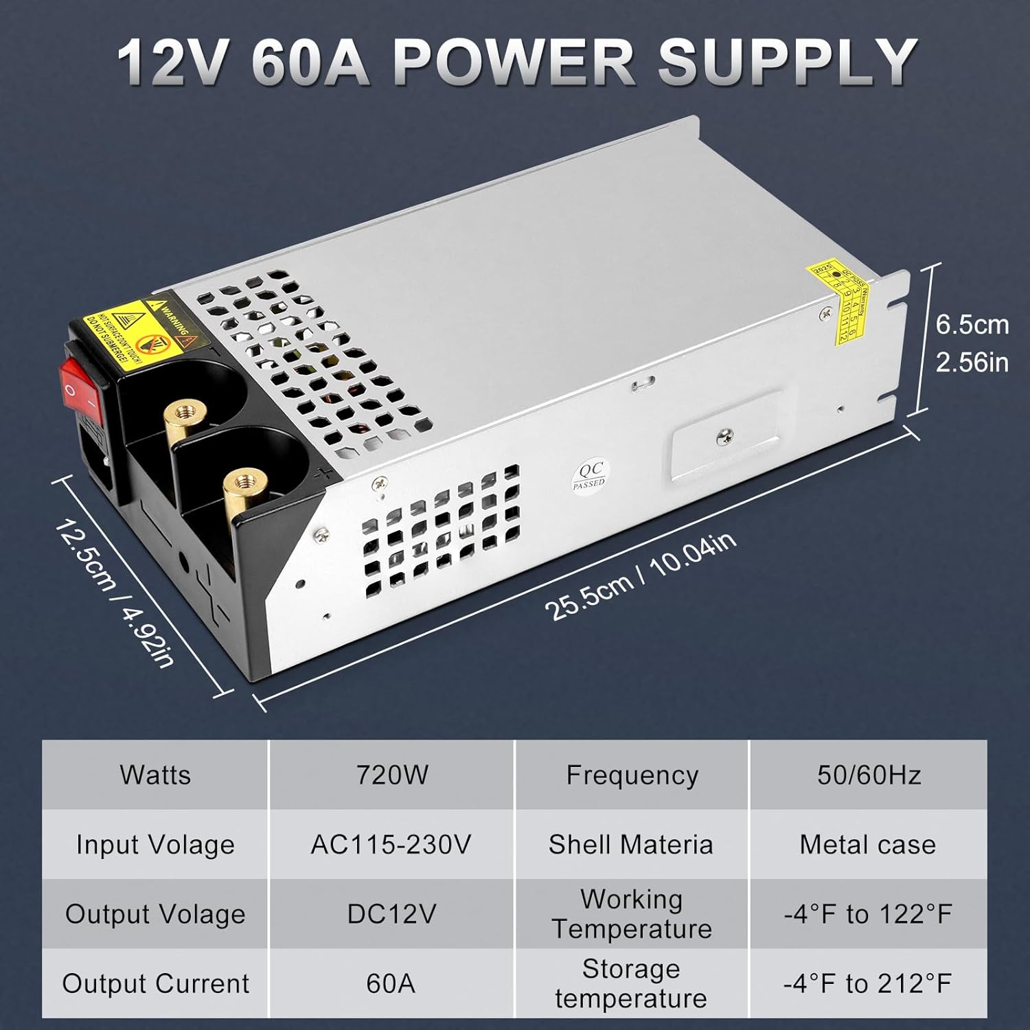 Upgrade 12V DC Switching Power Supply 360W–720W (30A–60A), AC 110/240V Input Converter & Transformer, Cooling Fan Design, LED Driver Adapter for Strip Lights, 3D Printer, Radio — US/UK/EU Plug Options, CE/FCC/RoHS Certified