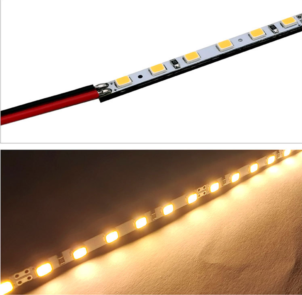 Rigid LED Strip Light SMD2835 – 120 LEDs/M, 12V/24V DC, 4mm Ultra-Narrow Bare PCB, 1 Meter (40'') Length, White & Blue, Green, Red Options, High Brightness Indoor Lighting