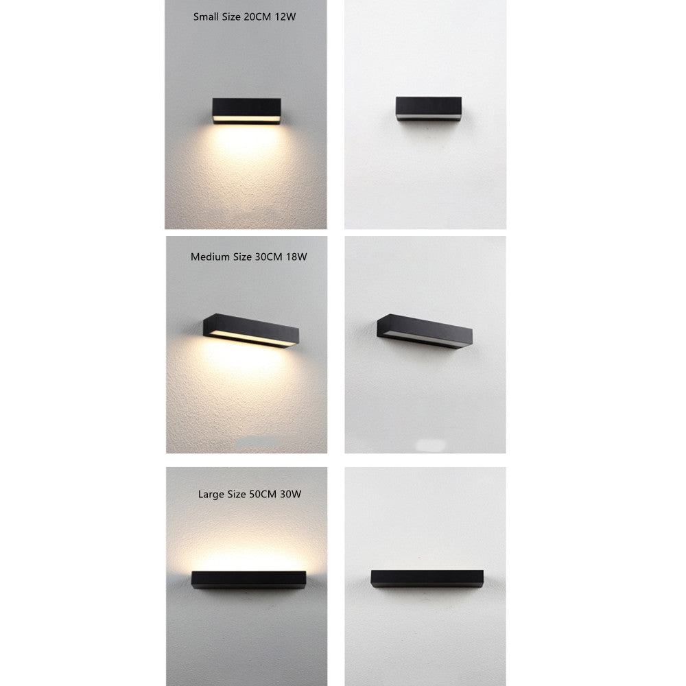 Outdoor LED Wall Light, Long Black Aluminum LED Wall Sconces IP65 Waterproof Square Aluminum Wall Lamps