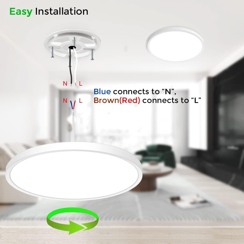 12 Inch Round LED Ceiling Light – 24W – White – 3000K / 4500K / 5000K / 6500K – Flush Mount Ceiling Light – Local Stock (US/UK/DE)