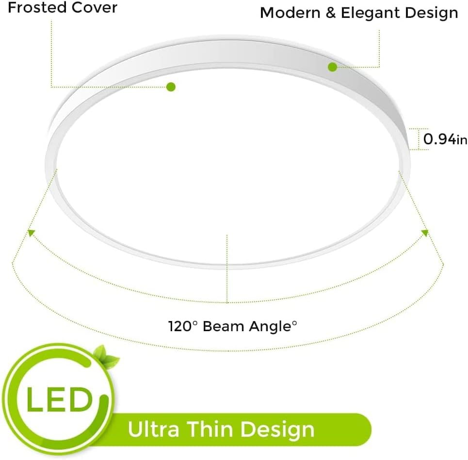 12 Inch Round LED Ceiling Light – 24W – White – 3000K / 4500K / 5000K / 6500K – Flush Mount Ceiling Light – Local Stock (US/UK/DE)