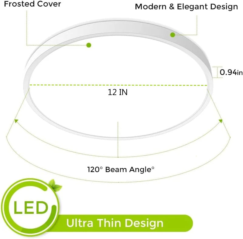12 Inch Round LED Ceiling Light – 24W – White – 3000K / 4500K / 5000K / 6500K – Flush Mount Ceiling Light – Local Stock (US/UK/DE)