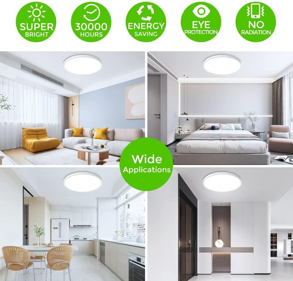 12 Inch Round LED Ceiling Light – 24W – White – 3000K / 4500K / 5000K / 6500K – Flush Mount Ceiling Light – Local Stock (US/UK/DE)