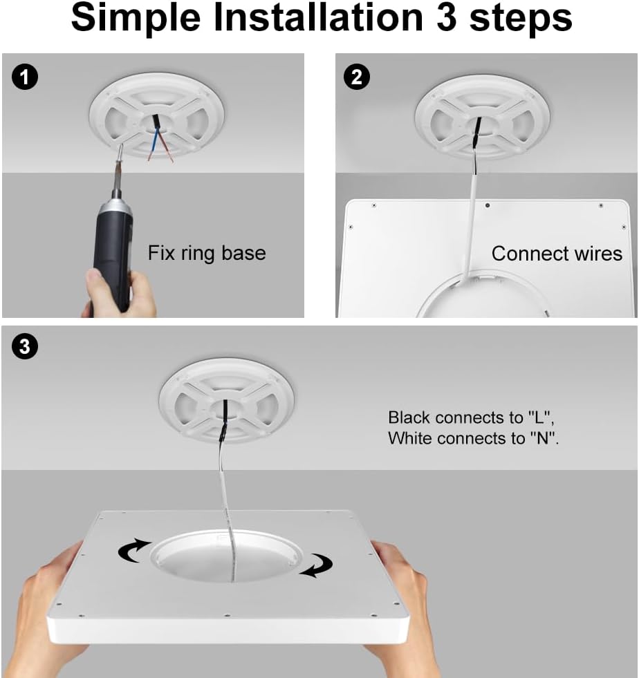 9.0 Inch Square LED Ceiling Light – 18W – White – 3000K / 4500K / 5000K / 6500K – Flush Mount Ceiling Light – Local Stock (US/UK/DE)