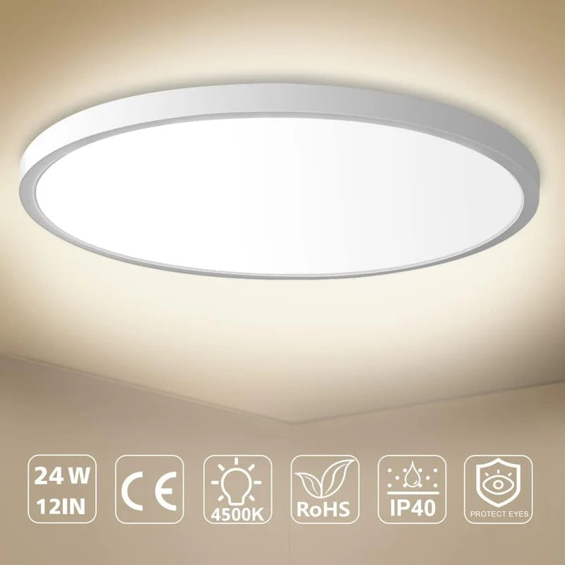 12 Inch Round LED Ceiling Light – 24W – White – 3000K / 4500K / 5000K / 6500K – Flush Mount Ceiling Light – Local Stock (US/UK/DE)