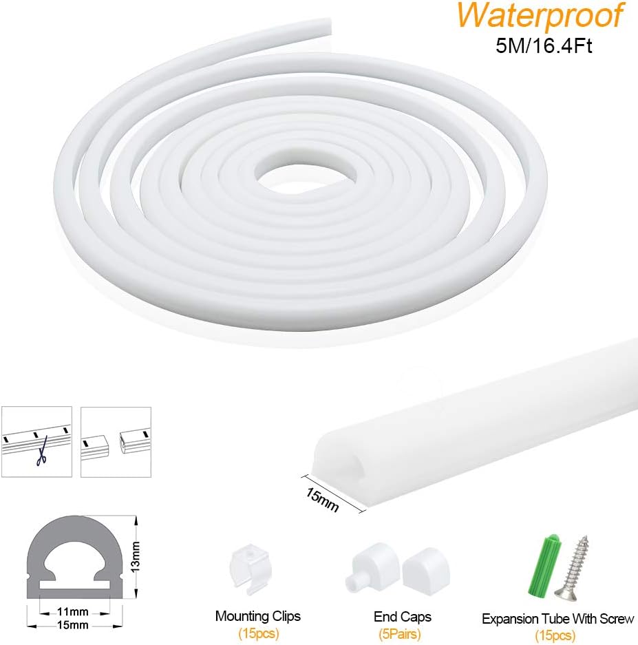 Neon Light Housing – S1315 | 13x15mm Silicone LED Channel System | IP67 Waterproof | 10mm PCB Width | 16.4FT/5M | Local Stock US/UK/DE
