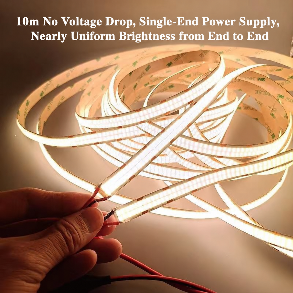 Double Row COB Flexible LED Strip Light - 12V / 24V | 320 / 480 LEDs/M | 3000K / 4000K / 6500K / Red / Blue / Green / Pink / Yellow | 8mm PCB | CRI 90+ | Dot-Free Continuous Lighting | Non-Waterproof | for Cabinets,Kitchen Office Lighting | 5/50M