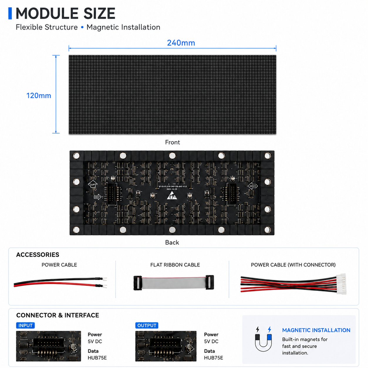 IF-2S Series Indoor Flexible LED Module – P1.579 | 240×120mm | SMD | Soft Back Shell with Magnet | 600nits