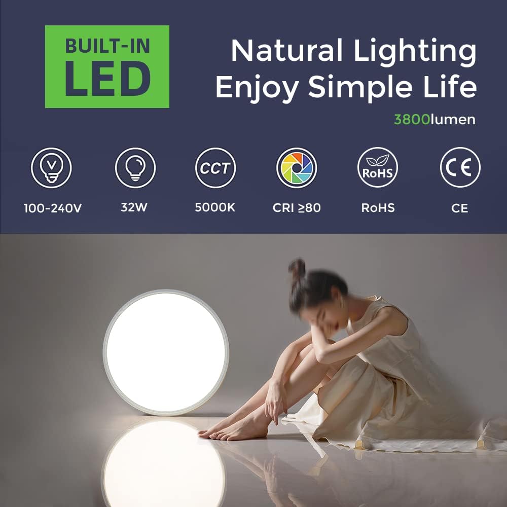 24 Inch Round LED Ceiling Light – 45W – White – 3000K / 4500K / 5000K / 6500K – Flush Mount Ceiling Light – Local Stock (US/UK/DE)