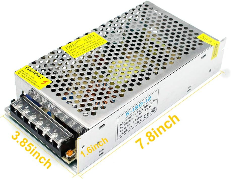 DC 12V/24V Switching Power Supply 60W–250W, AC 110/220V Input, Constant Voltage LED Driver Transformer, Metal Case with Screw Terminals, CE/FCC/RoHS Certified