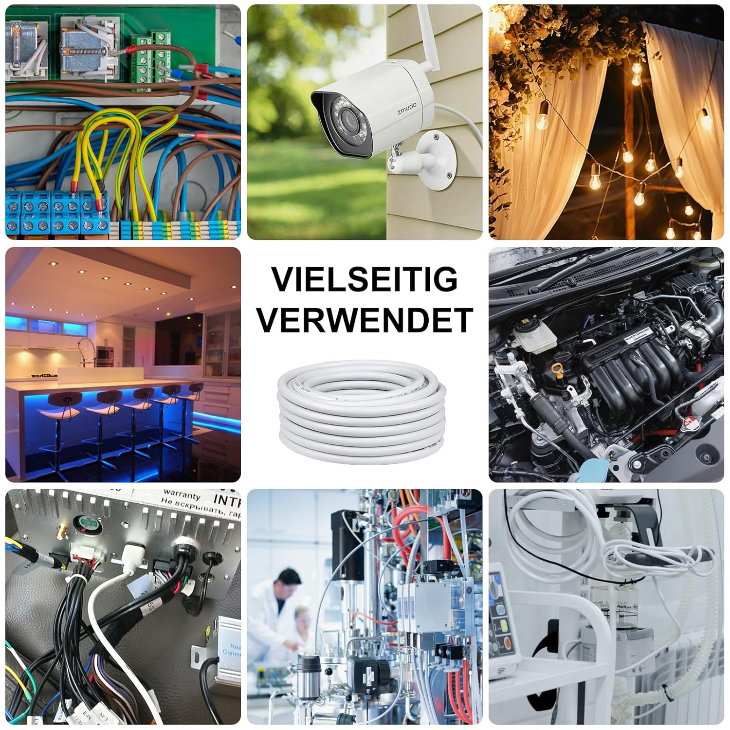 16 AWG Electrical Cable, 2/3/4/5 Core Stranded Tinned Copper Wire, Black/White PVC Sheathed Multi-Conductor Extension Cord for Wiring, 10/20/50m (33ft–165ft) Options