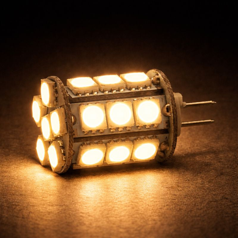 4 Pack 4.5 Watt (50Watt Equivalent) DC12V Tower type G4 Bi-pin base Lamps with 24 pcs Tri-Chip LED SMD5050