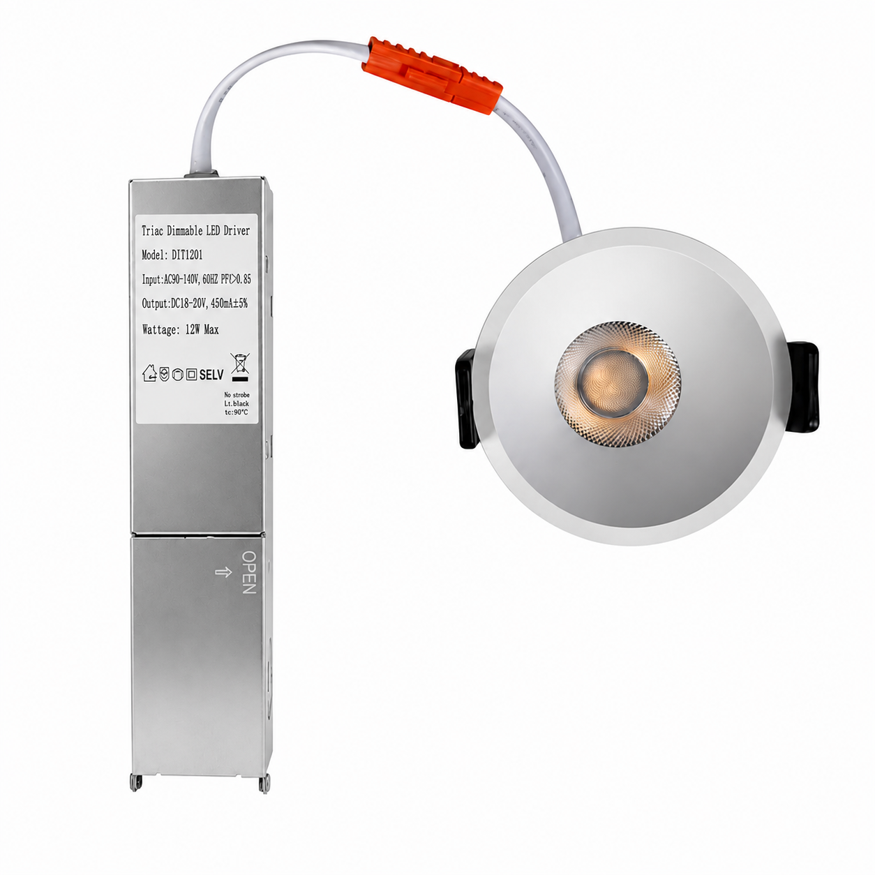 Plafonnier LED 3 W/5 W/7 W/9 W antireflet et antibuée à intensité variable, IRC 80, concave profond, série DFX