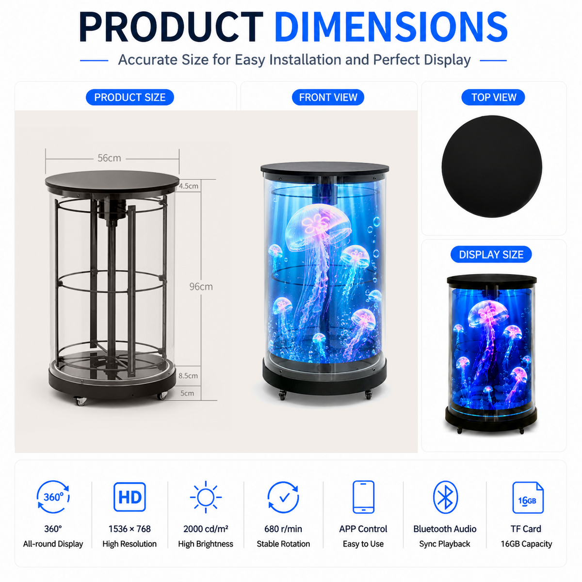 Ventilateur holographique 3D de 43 cm contrôlé par application Wi-Fi, livraison gratuite