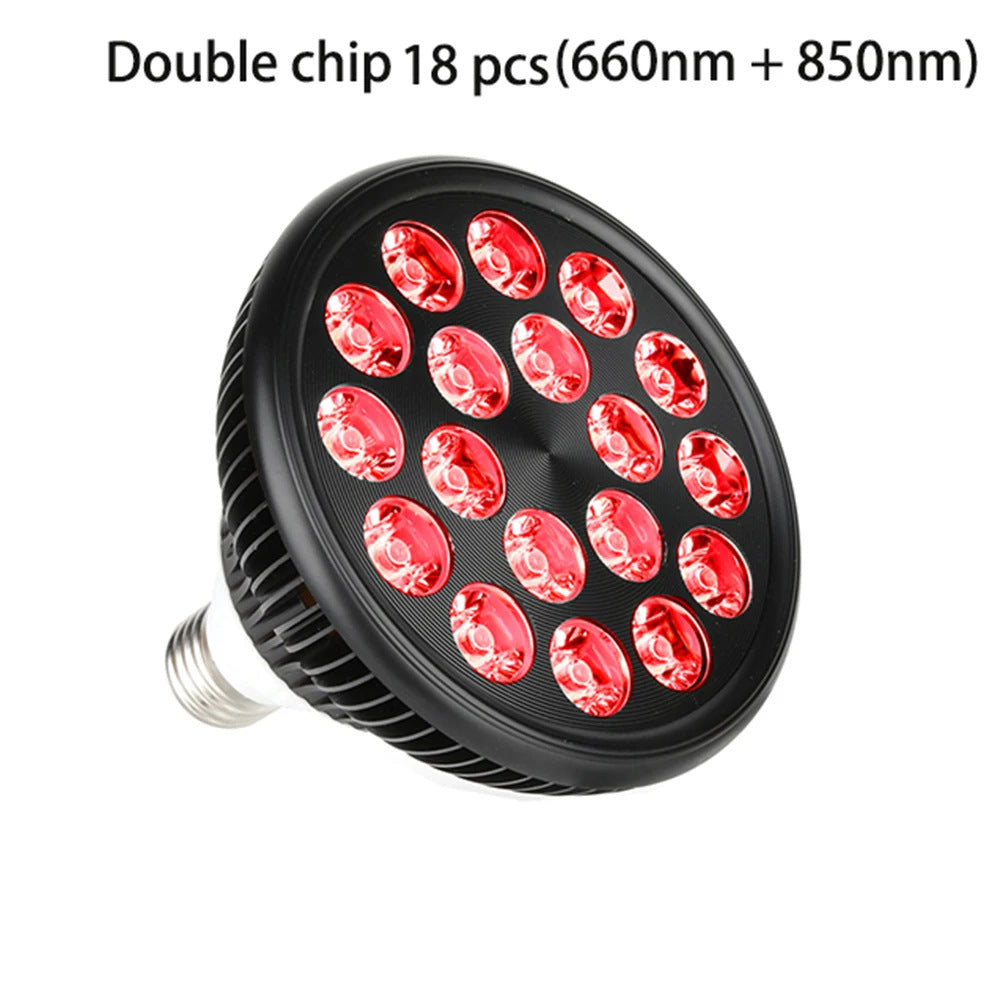 54W PAR38 Infrared Therapy LED Bulb – Dual Chip Red Light 660nm & Near Infrared 850nm | E26 / E27 Base | With / Without Desktop Clamp | US / EU Plug | Plug-In Red Light Therapy Lamp for Skin Beauty, Muscle & Joint Pain Relief