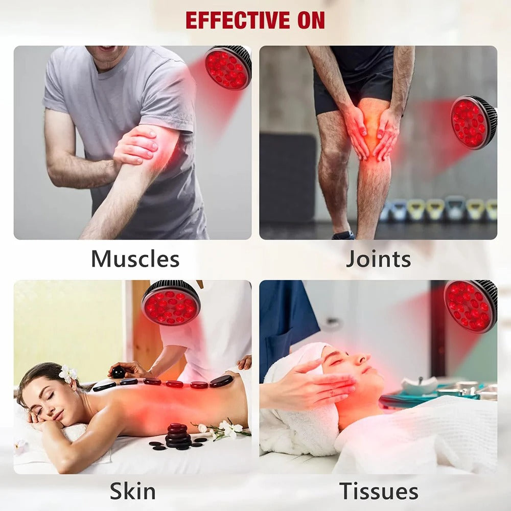 54W PAR38 Infrared Therapy LED Bulb – Dual Chip Red Light 660nm & Near Infrared 850nm | E26 / E27 Base | With / Without Desktop Clamp | US / EU Plug | Plug-In Red Light Therapy Lamp for Skin Beauty, Muscle & Joint Pain Relief