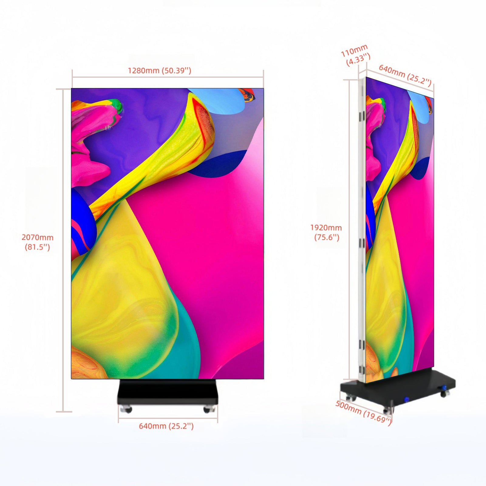 EP-TR Series Tri-Fold LED Poster Display | Foldable 1280×1920mm Panel | P2.5 / P2 / P1.86 / P1.53 / P1.25  | GOB Surface | Portable Indoor Kiosk Display