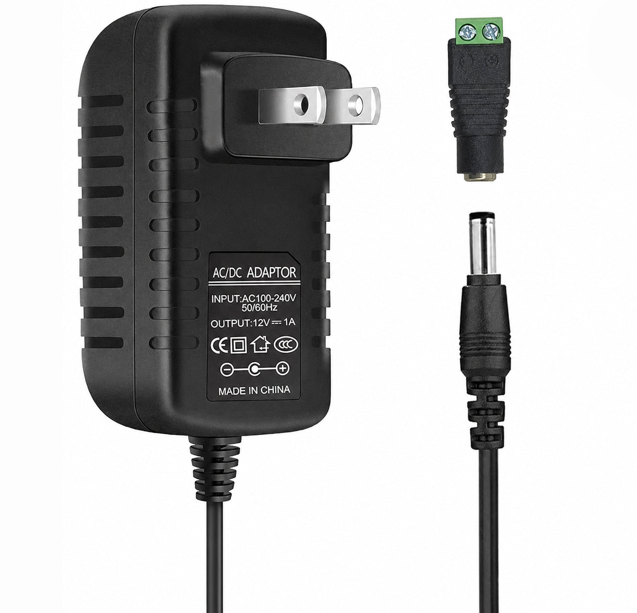 Adaptateur d'alimentation 12 V 12 W/24 W, entrée CA 100–240 V, transformateur mural, boîtier noir — Prise US/UK, pilote LED pour bande lumineuse/vidéosurveillance/électronique