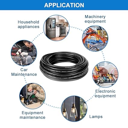 14 AWG Electrical Wire, 6/7/8 Conductor Stranded Tinned Copper Cable, Black/White PVC Multi-Core Power Cord, Flexible Control Extension Cable — 10/20/50m (33ft–165ft) Options