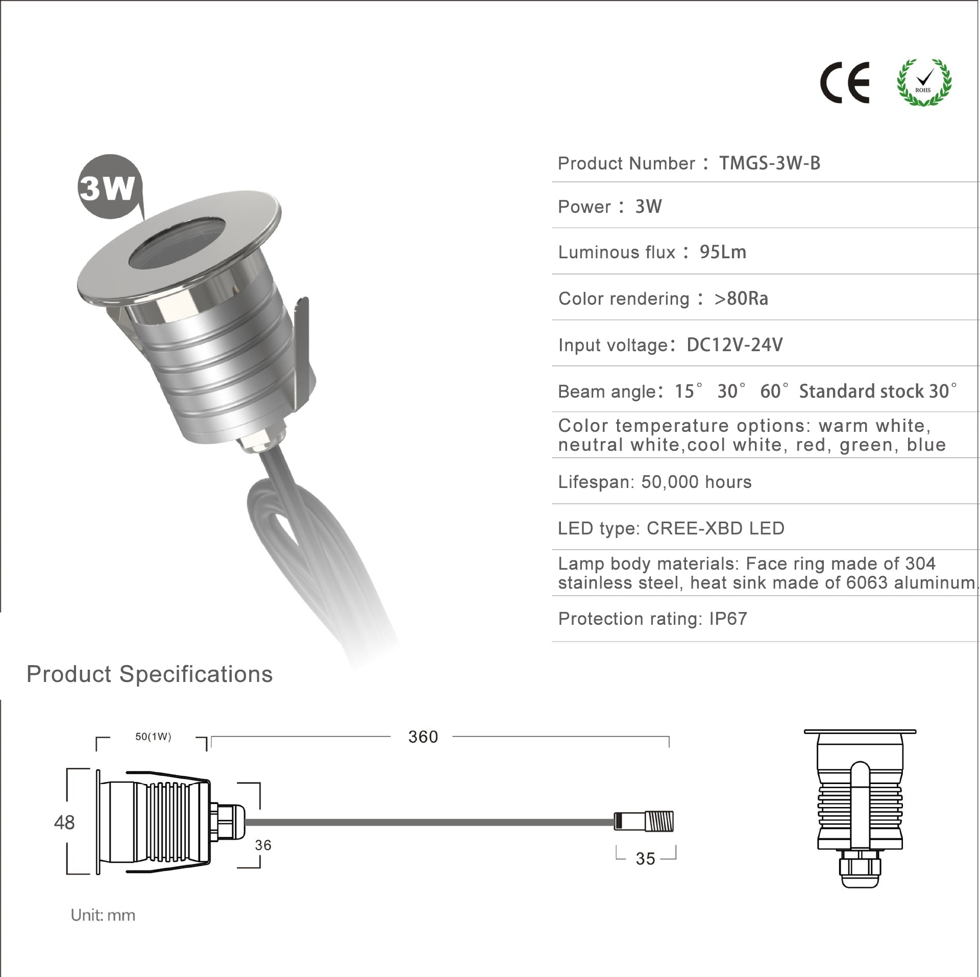 8/10-Pack Anti-Glare Grille Low Voltage LED Step Lights – 1W / 3W | 3000K / 4000K / 6000K | DC12–24V | IP67 Waterproof Stainless Steel Anti-Glare Step & Path Lights