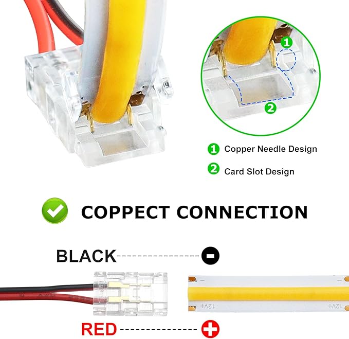Transparent Crystal LED Strip Connectors – 8mm 2Pin Solderless Clips | Strip to Wire / Strip to Strip / DC Adapter / L – Bulk Wholesale 500pcs MOQ | Factory Direct