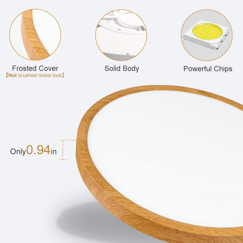 AC 220–240V Round LED Ceiling Light – Wood Grain – 24W – 3000K / 4500K / 5000K / 6500K – Flush Mount Ceiling Light – Local Stock (UK/DE)