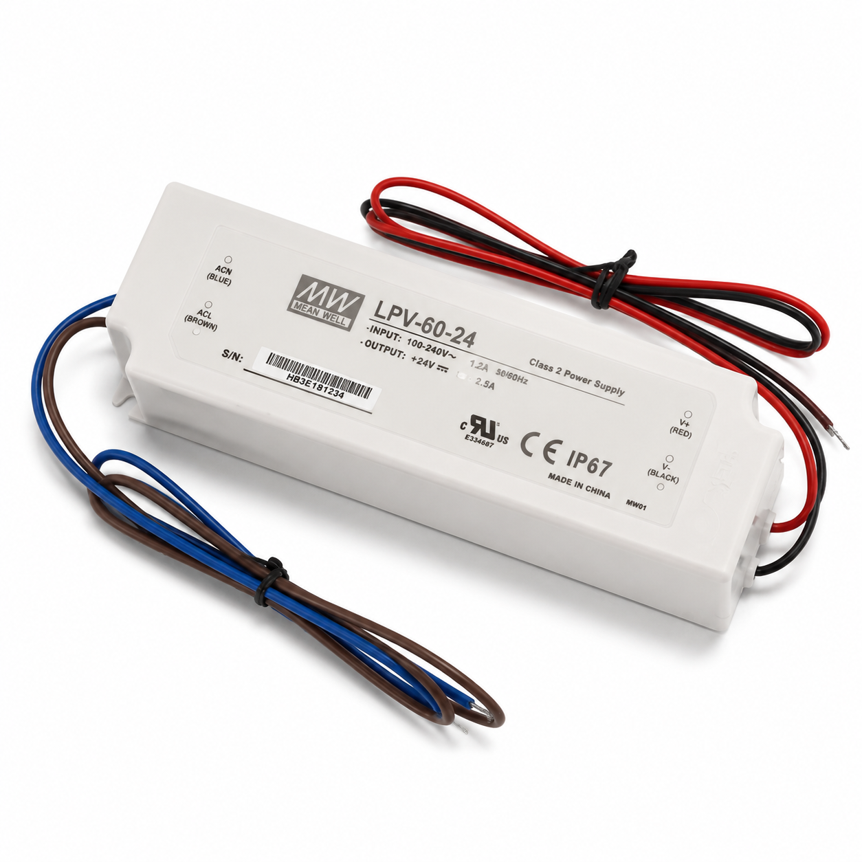 MEANWELL LPV Series IP67 Waterproof Switching Power Supply - 12V / 24V DC Output Voltage | 35W / 60W / 100W / 150W | AC90-264V | IP67 Waterproof | Plastic Housing | UL / CE Certified