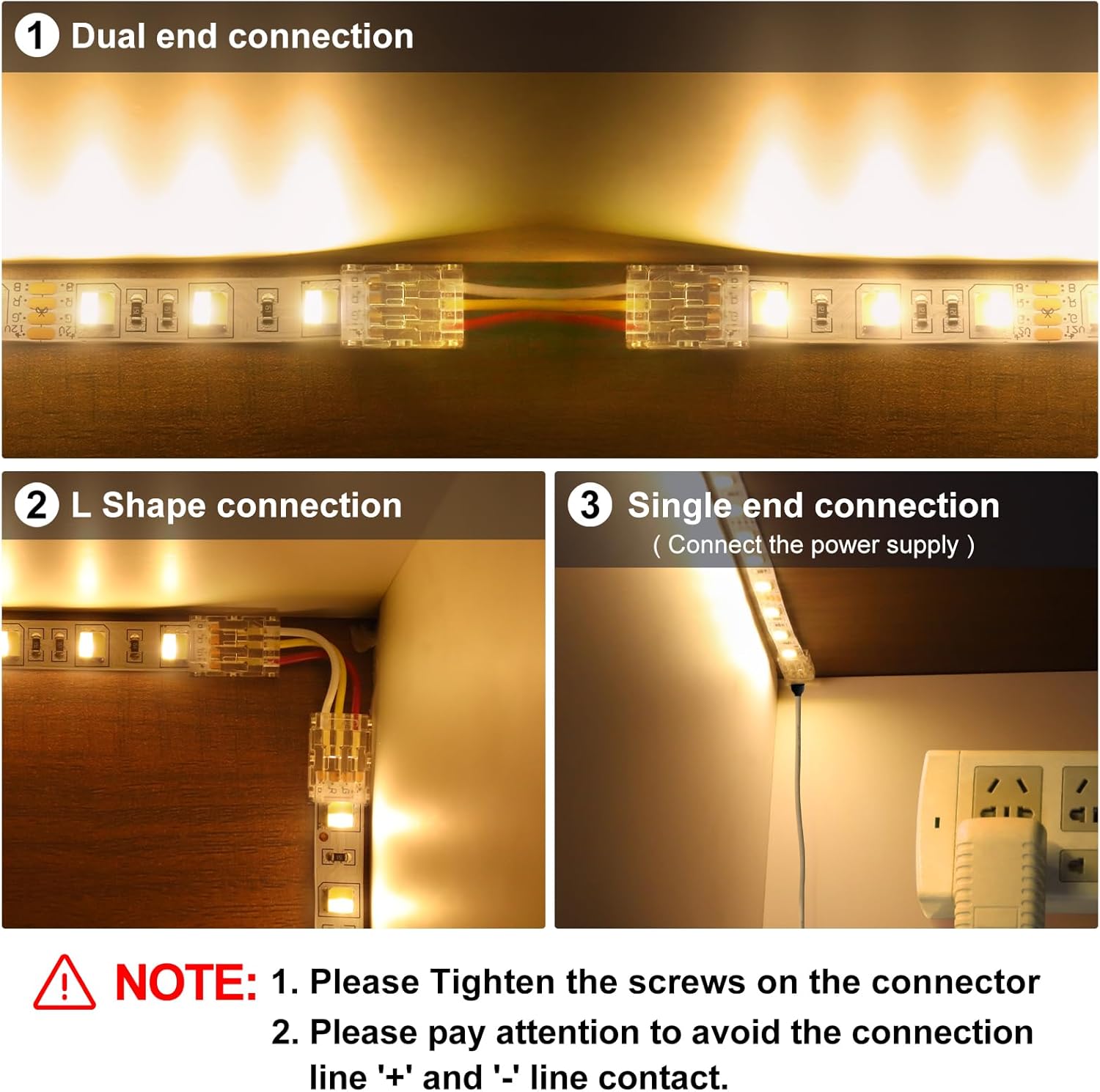 Transparent Crystal LED Strip Connectors – 10mm 3Pin Solderless Clips | Strip to Wire / Strip to Strip / DC Adapter – Bulk Wholesale 500pcs MOQ | Factory Direct