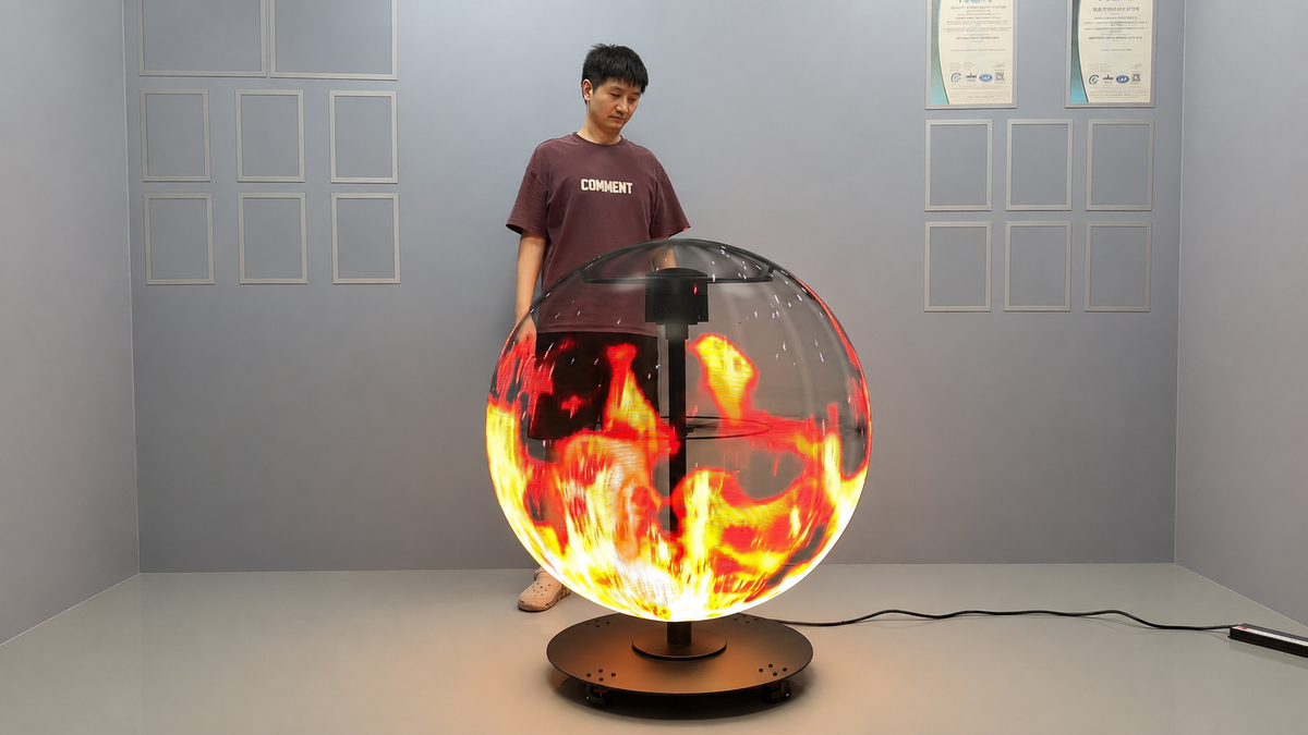 3D Hologram Fan Sphere (Holoball) 100cm (39.37") 360° LED Holographic Display | 3072 LEDs | WiFi APP Control | Commercial Advertising Display