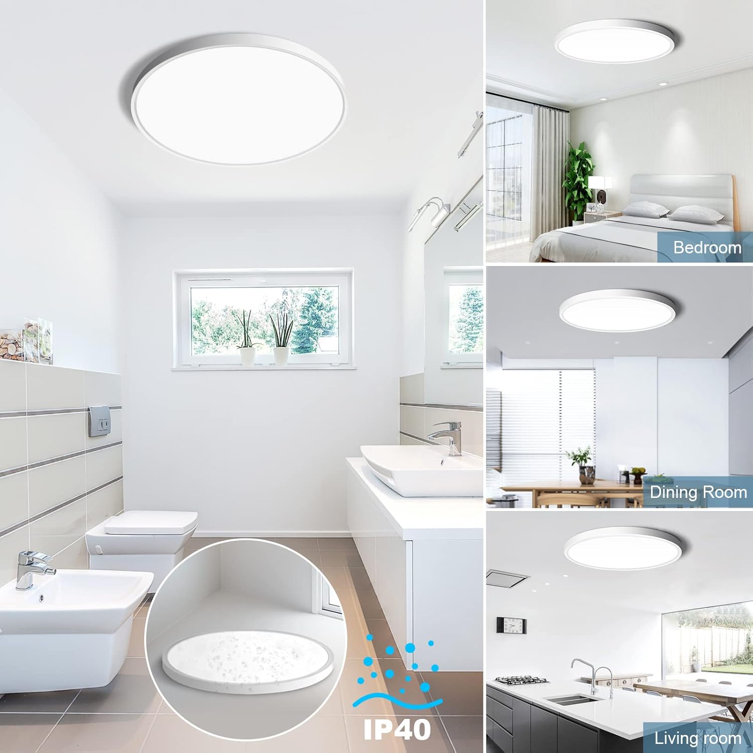 15.7 Inch Round LED Ceiling Light – 32W – White – 3000K / 4500K / 5000K / 6500K – Flush Mount Ceiling Light – Local Stock (US/UK/DE)
