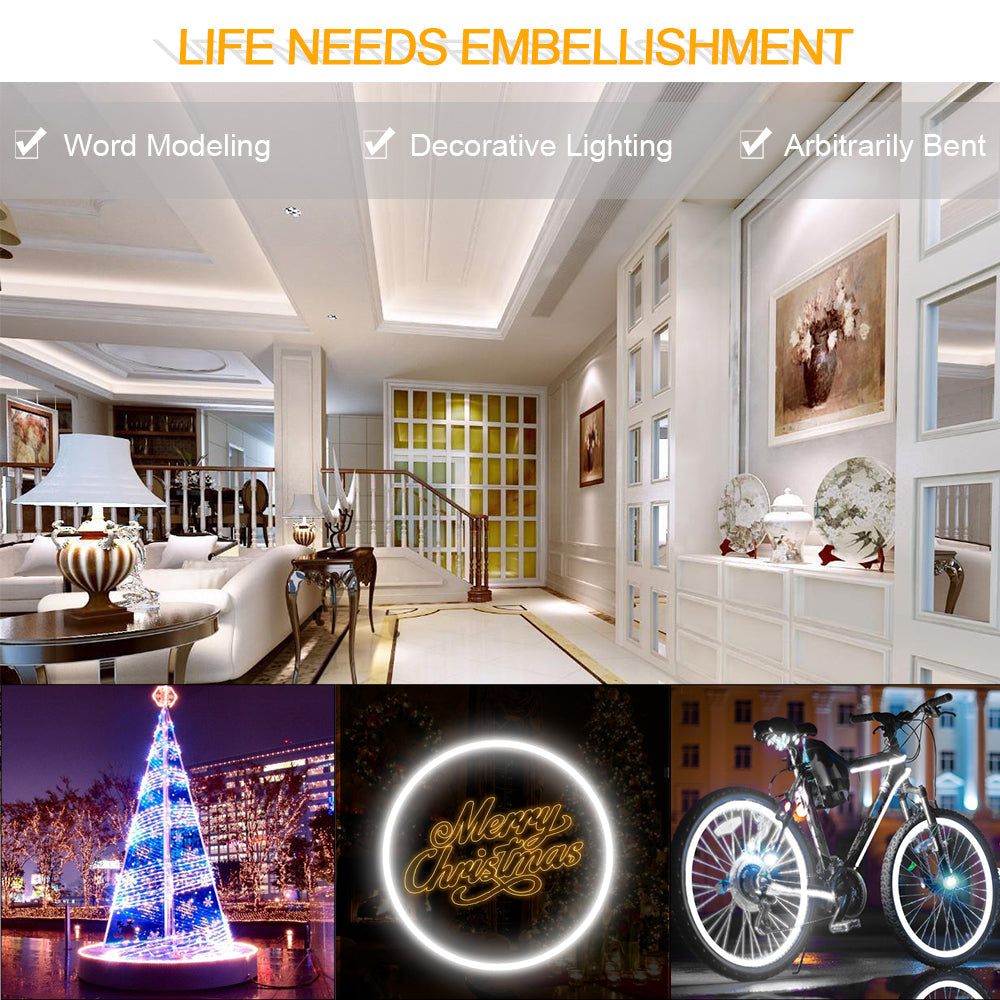 Neon Light Housing – S1220 Side Edge Lighting | 12x20mm Silicone LED Channel System | IP67 Waterproof | 10mm PCB Width | 164FT/50M | Local Stock US/UK/DE