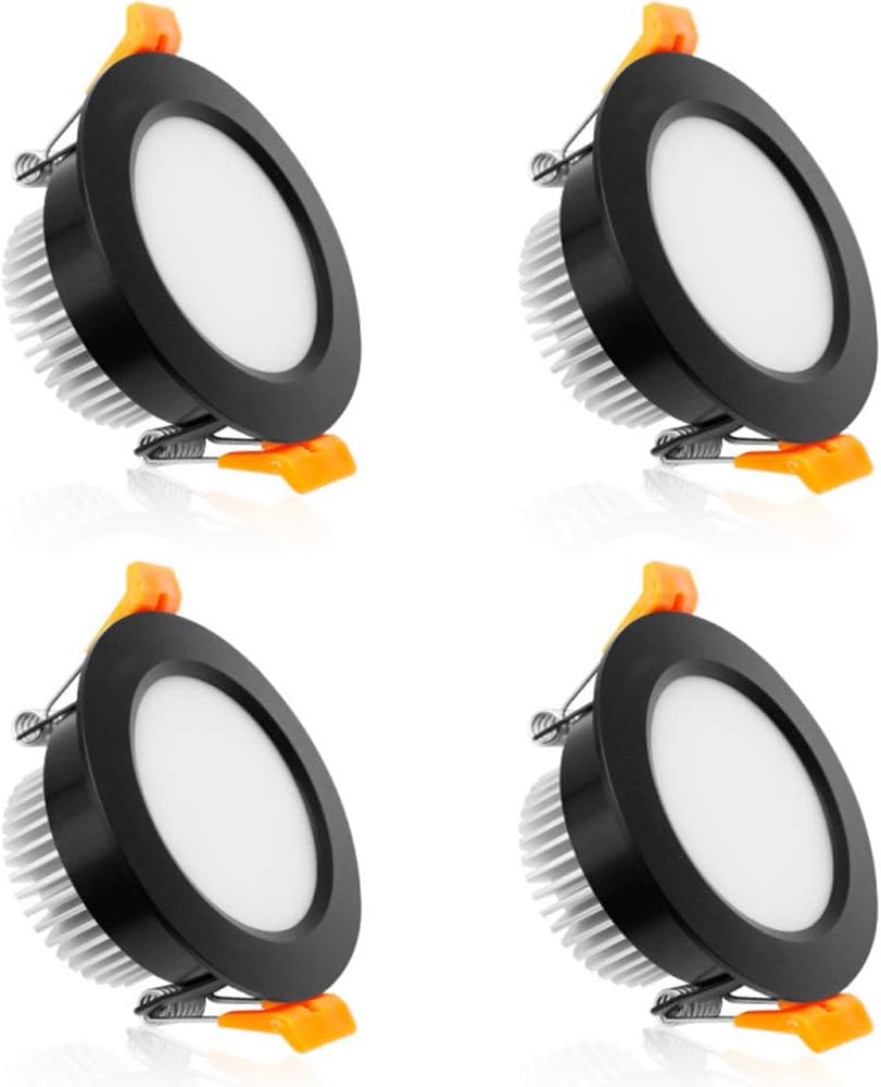 ECO-1 Series Frosted LED Downlight – Black Housing – TRIAC Dimmable – 3W/5W/7W/9W – 4-Pack/10-Pack – 2700K–6000K – 100–130V / 200–240V